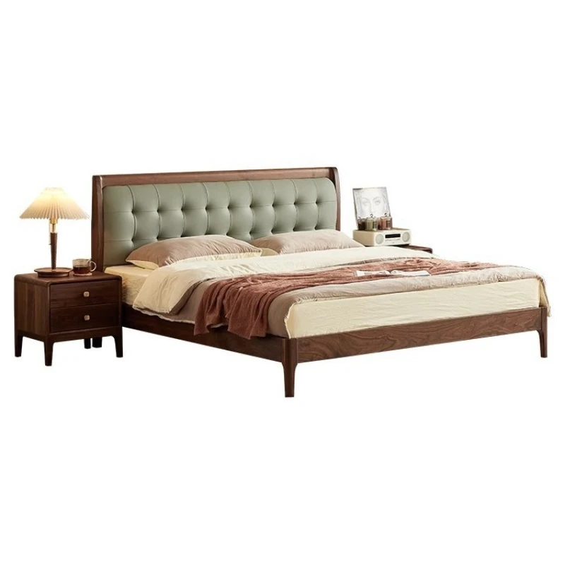 

North American black walnut cowhide light luxury all solid wood double simple and modern