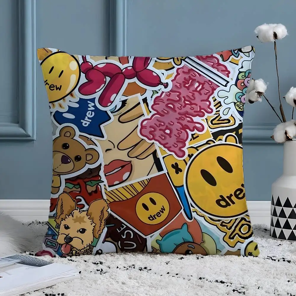 マッシュルームヘッド漫画ドリューハウス-枕カバー シルクのようなエレガントな快適なソファベッド 隠しジッパー ビーチ枕カバー