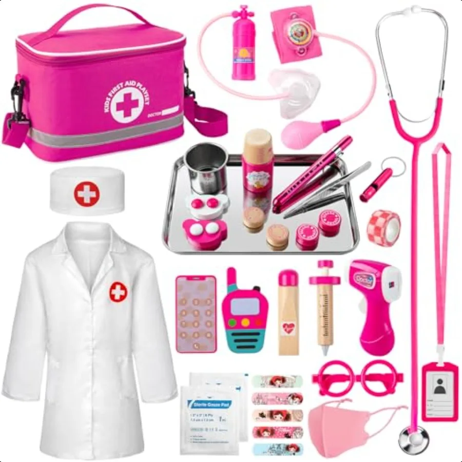 

Doctor Kit for Girls 34 Pcs Doctor Kit for Toddlers 35 with Medical Storage Bag Real Stethoscope Pretend Play Set for Boys Girl