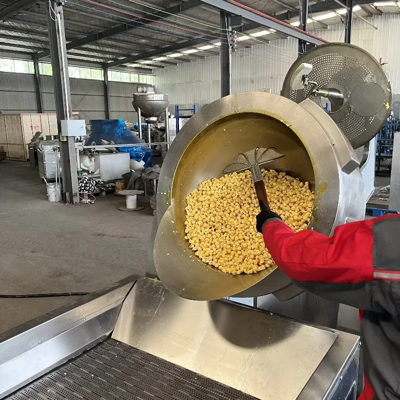 Custom Industrial Full Automatic Caramel Sweet Popcorn Machine Commercial Kettle Corn Production Line Snack Processing Equipment