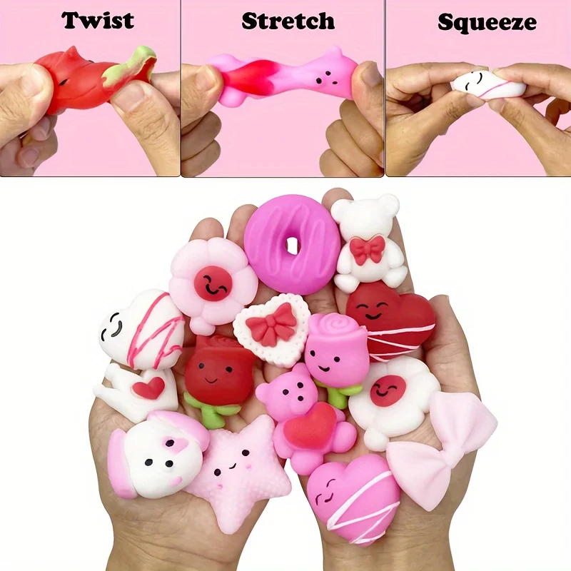 Valentines Day Gift Mochi Squishies Toys Filled Hearts for Valentine Classroom Exchange Party Favor Classroom Prizes