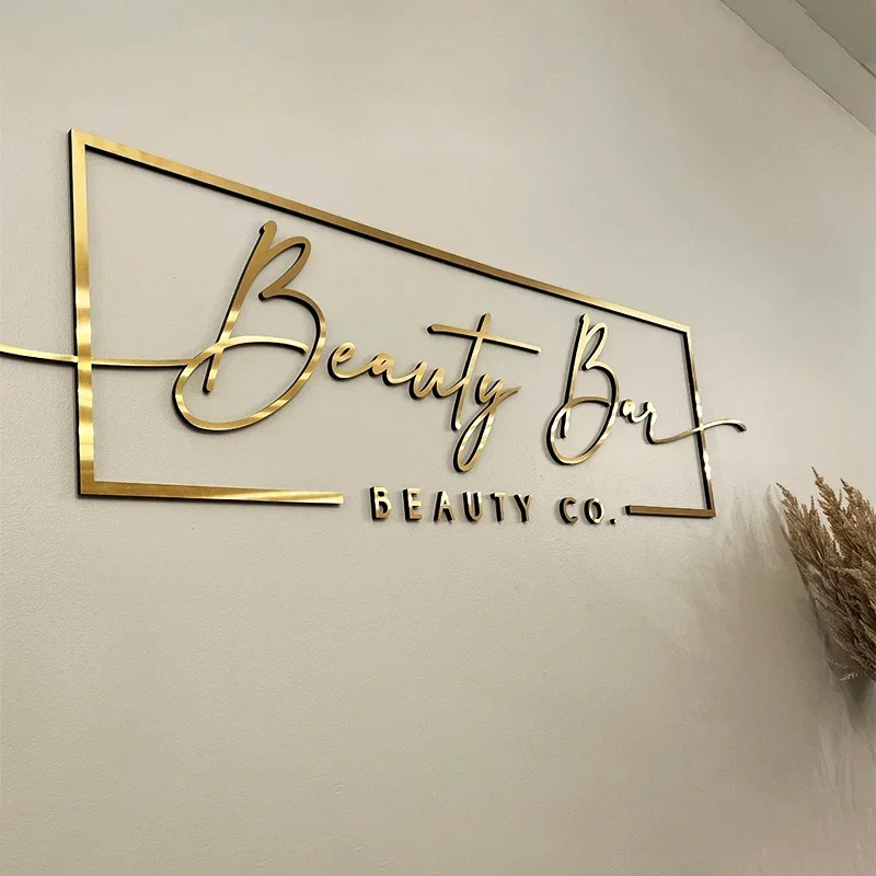 Laser Cut Logo Sign Custom 3D Office Sign Reception Sign Office Wall Decor 3D Beauty Salon Sign Aesthetic Business Signboard