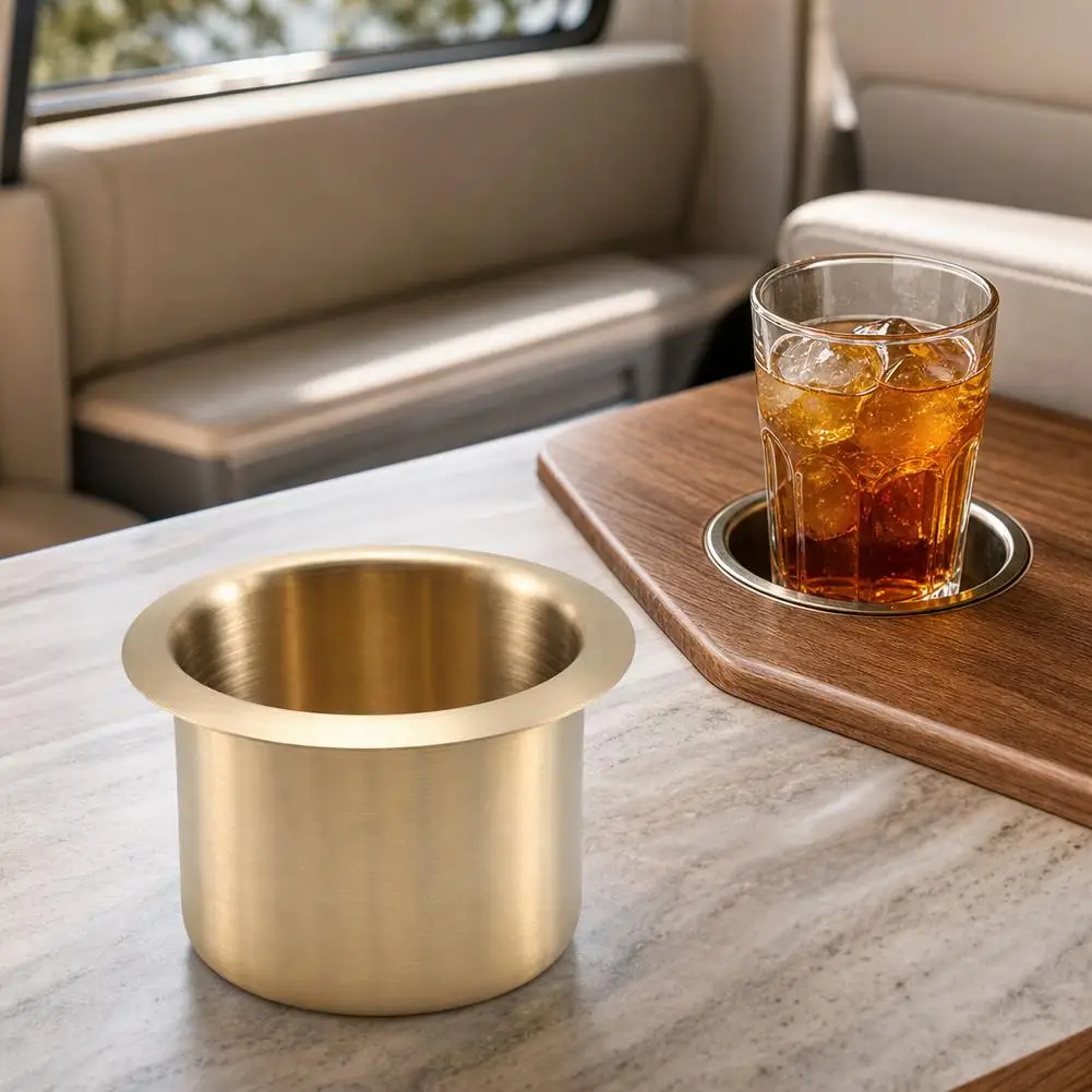 Recessed Stainless Steel Cup Holder Insert Anti‑Rust Drop‑in Drink Holder For RV Motorhome Yacht Boat Poker Game Table