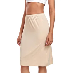 60cm Plus Size Underskirt Half Slips Dress for Women Summer Thin Ice Silk High Waist Elastic Anti-Penetrating Underskirt Lining