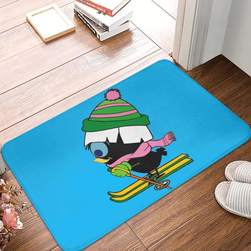 Custom Calimero Skiing Doormat Non-Slip Entrance Bath Kitchen Door Floor Mats Comic Anime Toilet Carpet Rug