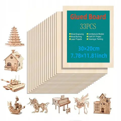 NEJE 33PCS CNC 레이저 조각 기계 조각, DIY 공예 만들기 모델 장난감 건물 조각 그림 Burnin