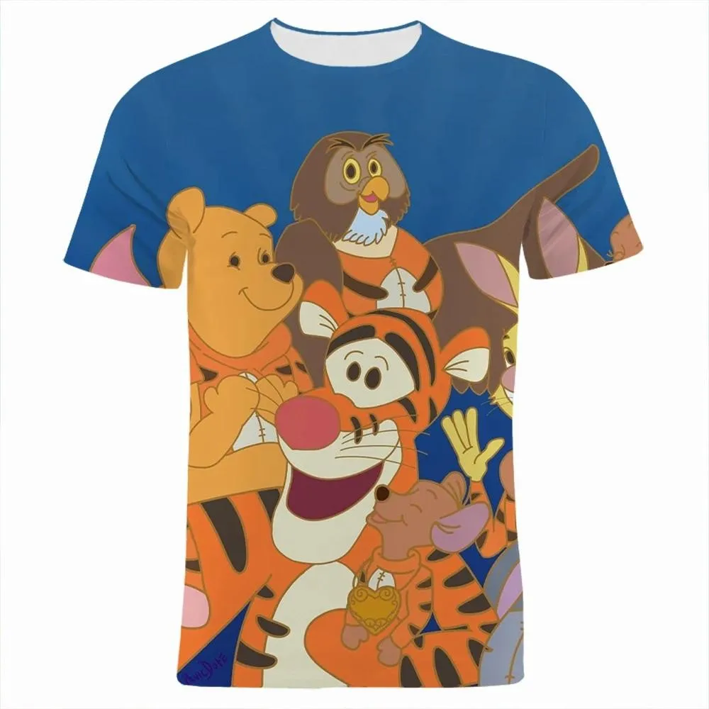 ديزني تيجر فيلم الرجال الصيف أزياء جولة الرقبة قصيرة الأكمام 3D الكرتون أنيمي قمم تي شيرت