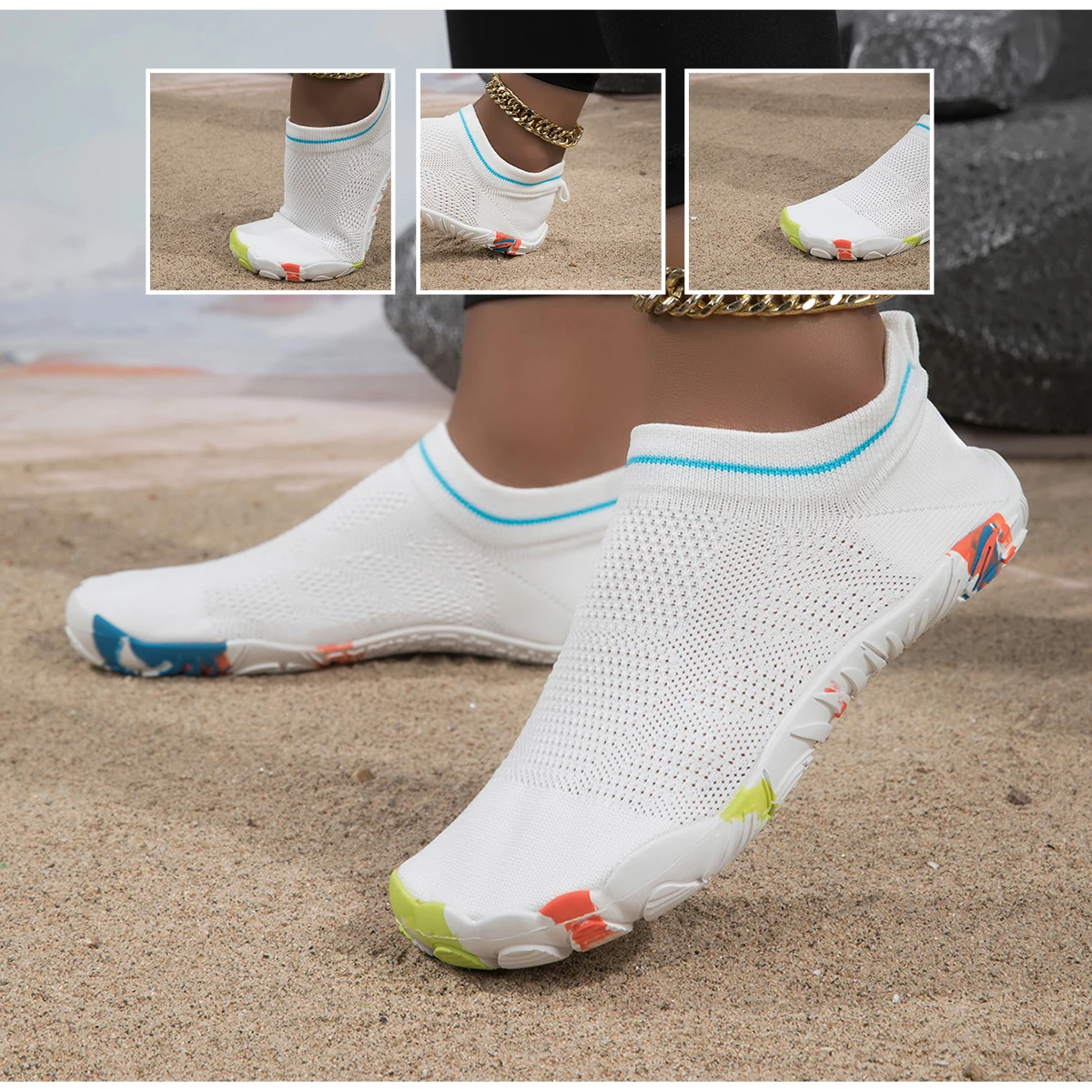 Men Anti-Slip Quick Dry Aqua Wading Shoes Tracing Water Shoes Outdoor Beach Walking Breathable Water Shoes Barefoot Shoes