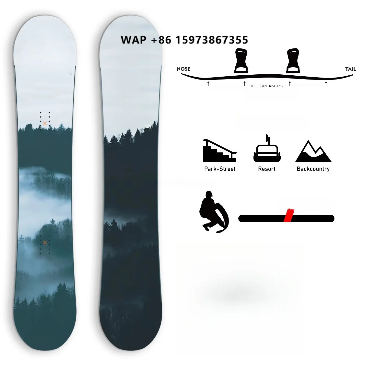 XCMAN Men's Complete Snowboard Package Camber True Twin Carved Snowboard Bindings Boots for All Terrain Best for Beginner