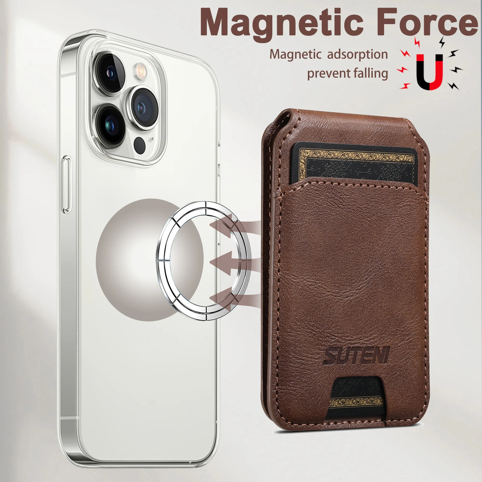 SUTENI Cartera de Lujo de Piel Sintética para Teléfono Móvil, con Cierre Magnético, Tarjetero, Bolsillo para Guardar Objetos, Estilo Ejecutivo, Regalo Festivo