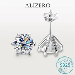 ALIZERO 0.3-3ct D Color Moissanite Earrings For Women s925 Sterling Sliver Plated 18k White Gold Ear Stud with GRA Fine Jewelry