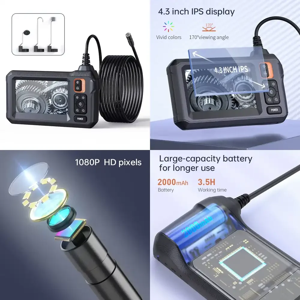 4.3 Inch Screen Rigid Sewer Borescope Portable Video Scope for Building Inspection Industrial and Automotive Pipe HD