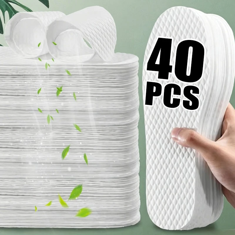 Disposable Insoles Sweat Absorbing Breathable Shoe Inserts Wood Pulp Odor Control Soft Cushion Foot Pads Hygienic Travel Sports