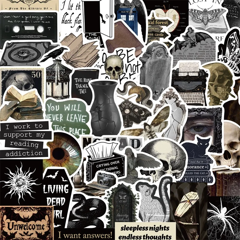 10/30/50PCS The Dark World PVC Sticky Sticker Aesthetic DIY Decoration Scrapbooking Phone Hand Accounting Supplies