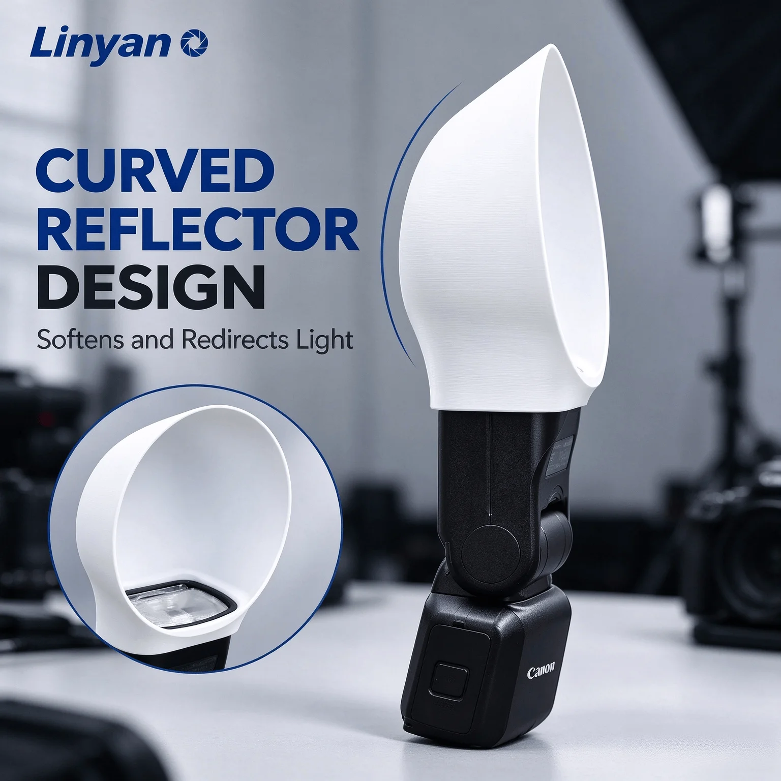 Speedlite Light Modifier Linyan Flash Bounce Reflector 3D Printed PLA Diffuser for Canon EL-5 Portrait Shooting Accessory