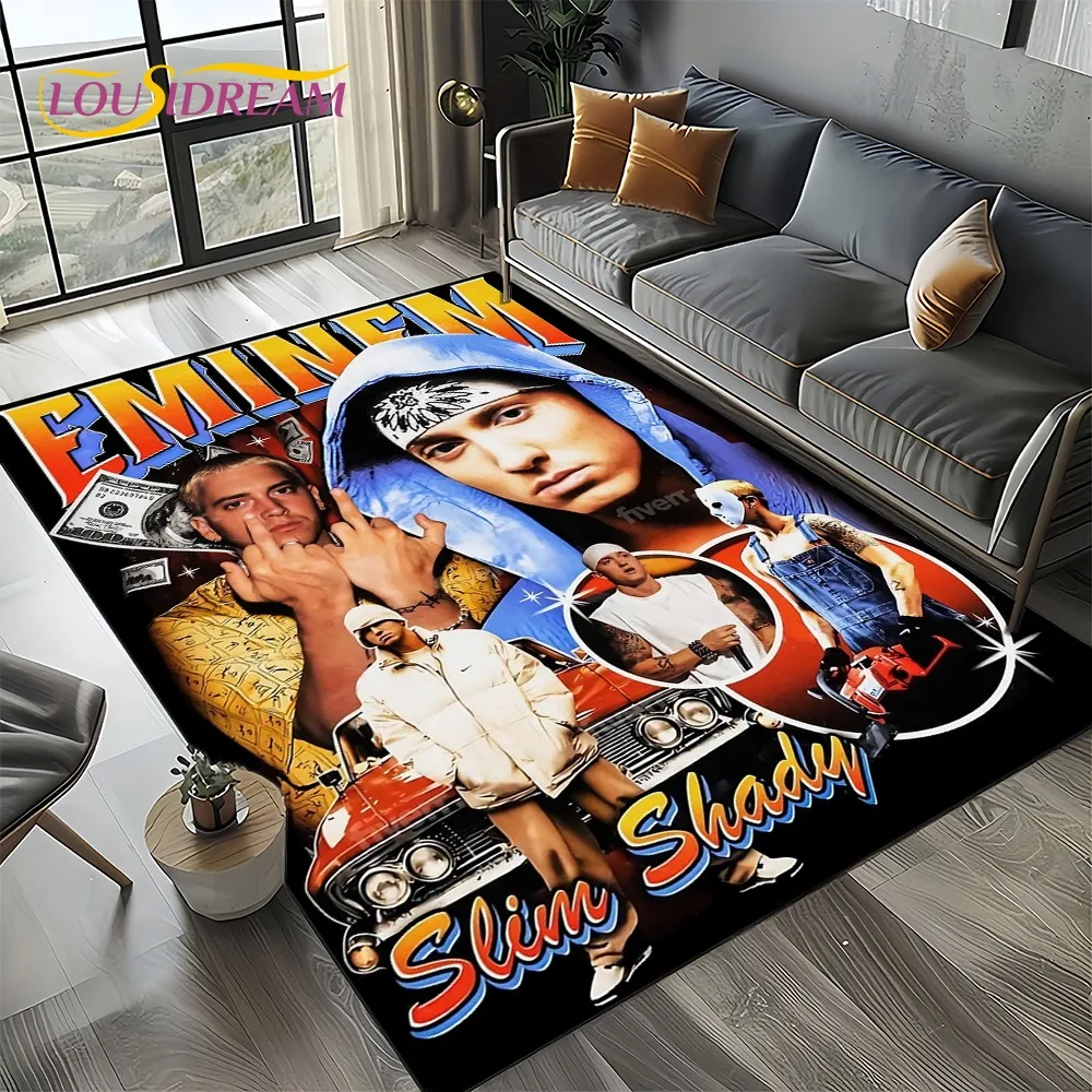 Rapper Eminem Tupac 2pac Hip-Hop Rap God Carpet Rug for Living Room Bedroom Home Sofa Decoration Area Rug Non-slip Floor Mat