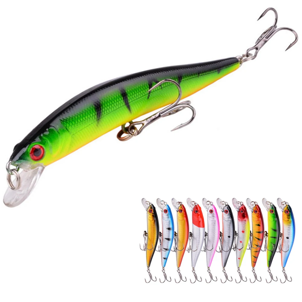 1 Stück Schwimmender Minnow-Angelköder mit 3D-Augen, 10cm/8,4g, Isca Künstlicher Harter Köder, Wobbler für Karpfen und Hecht, Angelzubehör