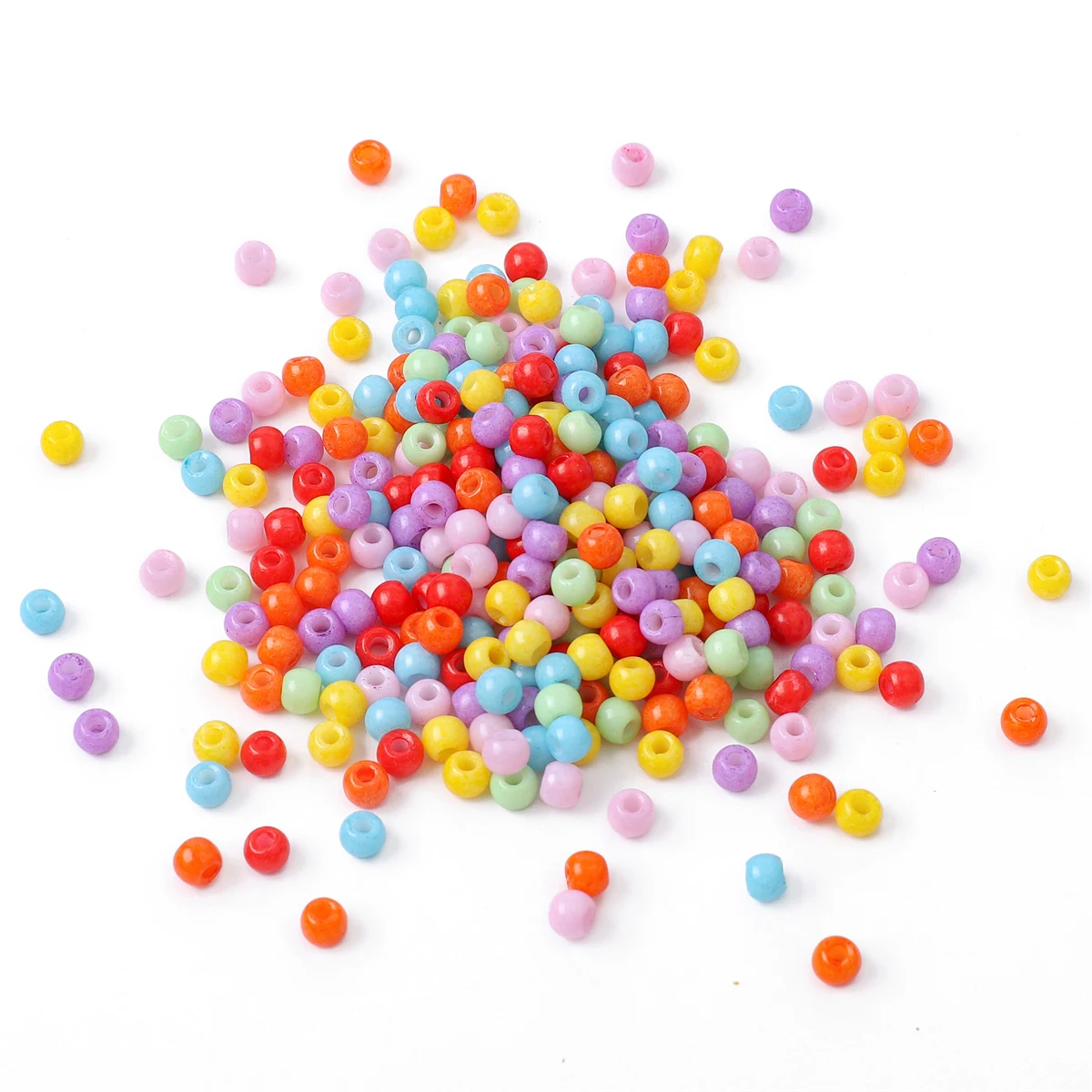 155pcs 4mm Opaque Glazed Glass Seed Beads 1mm Hole Solid Color Round Spacer Beads for DIY Bracelet Necklace Earring Making