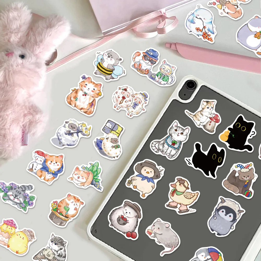 50PCS Creative Cartoon Animal Graffiti Stickers DIY Luggage Notebook Water Cup Computer Fun Stickers