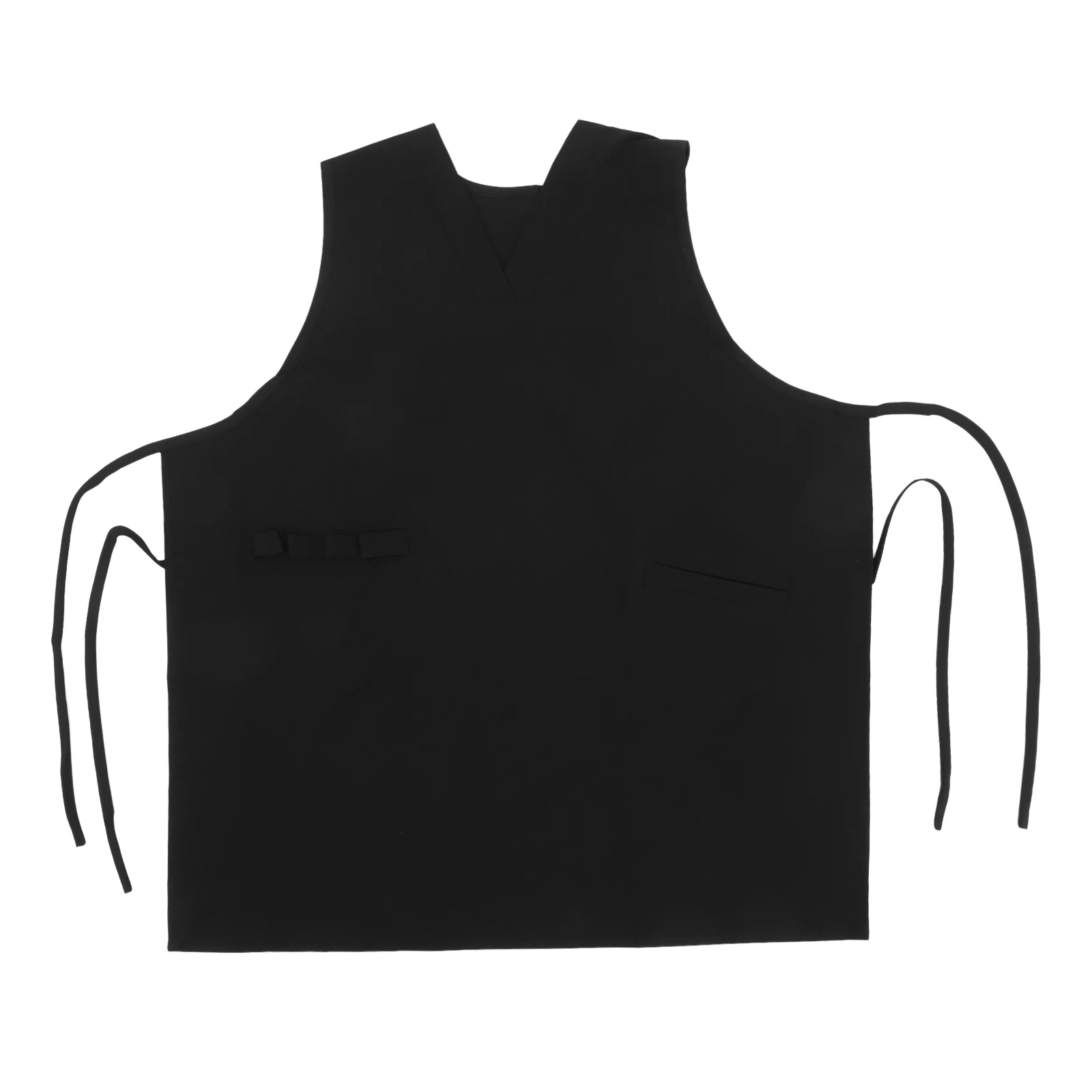

Stylish Sleeveless V Neck Apron Mesh Back Workwear For Salon Hairdresser Barber Professional Use With Pockets Storage