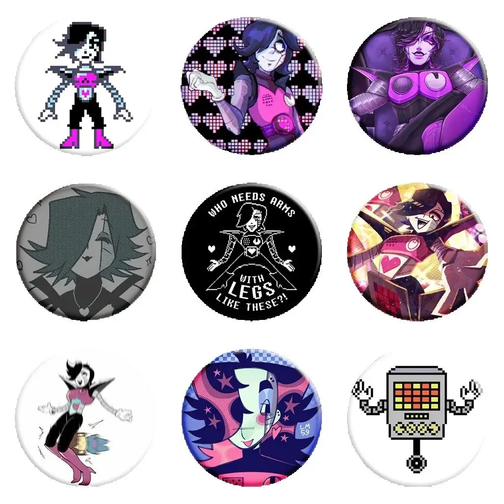 Mettaton EX Anime personnage jeu bouton souple Badge broche Robot corps jeu rôles méchants broche Badges Gamer recueillir