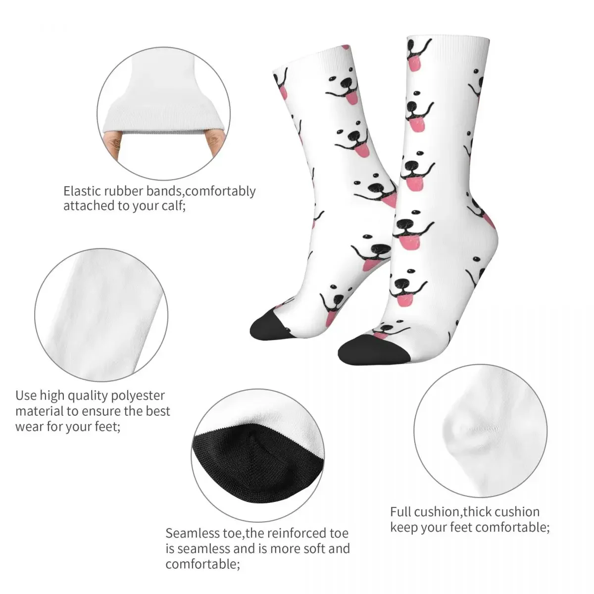 Funny Samoyed Socks Harajuku High Quality Stockings All Season Long Socks Accessories for Man's Woman's Gifts