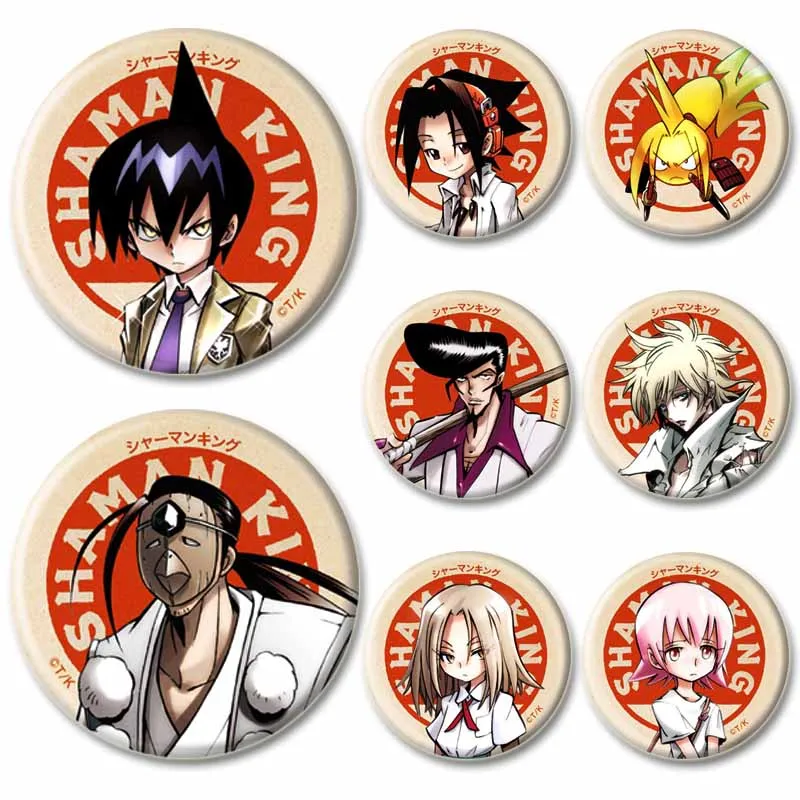 Asakura Hao,Yoh Asakura,Tao Ren y Kyoyama Anna broches de personajes de Anime insignia bonita de Cosplay de dibujos animados para joyería de mochila