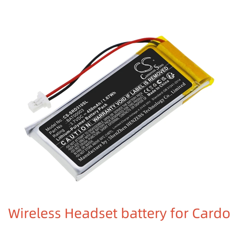 CS Li-Polymer Wireless Headset battery for Cardo.3.7V,450mAh,Q1 Q3 Scala Rider Q3 rider FM rider SOLO,BAT00003