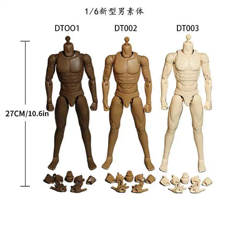 In-Stock 1/6 Action Figure Male Body Dt001 Dt002 Dt003 Ultra-Poseable 12-Inch Model Figure