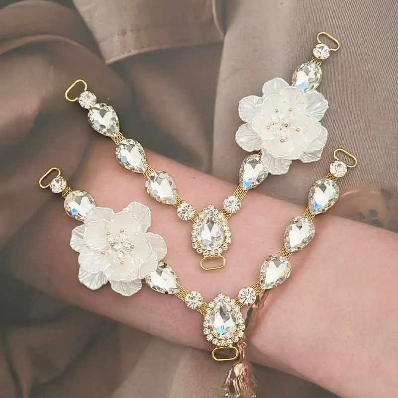 1Pair Crystal Shell Flower Rhinestone Shoe Chain Buckle Bikini Flip Flops Connectors Metal Apparel Bags eadwear Bag Clothes DIY