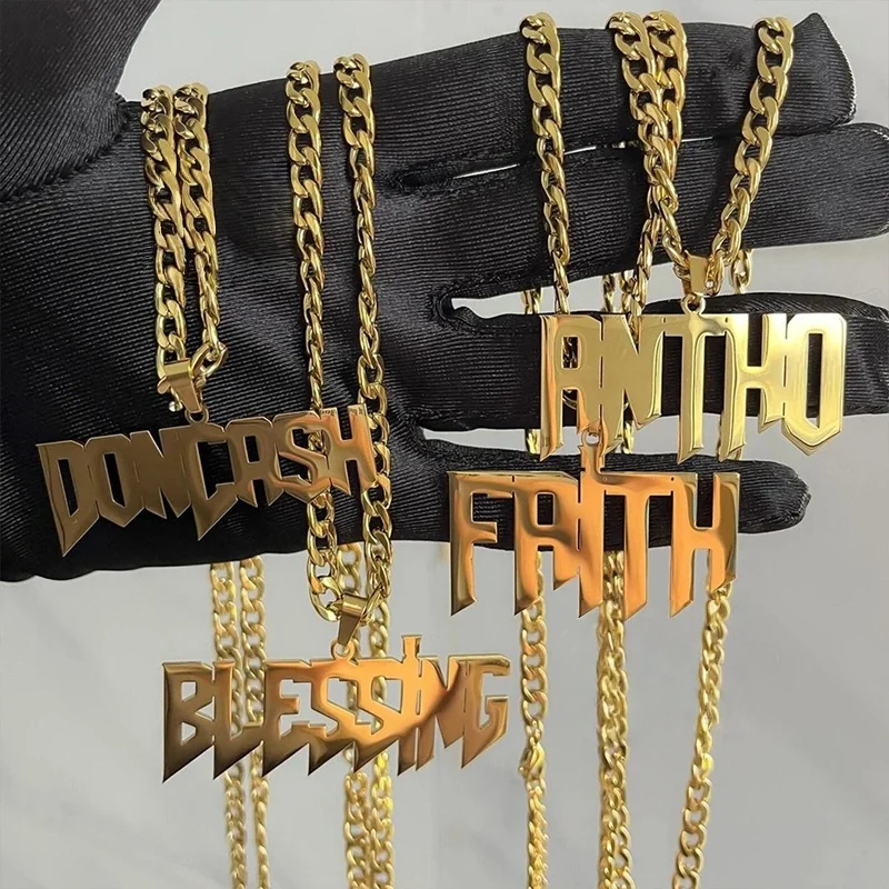 Customized Name Necklace, Personalized Custom Men Name Necklaces Hip Hop Customized Jewelry Gift for Him Her