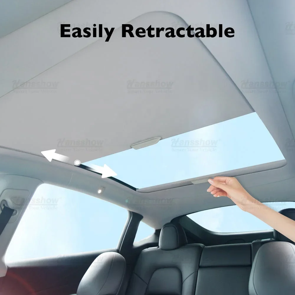 Hansshow Model Y Retractable Glass Roof Roller Sunshade For Tesl Car Accessories Sun Shade