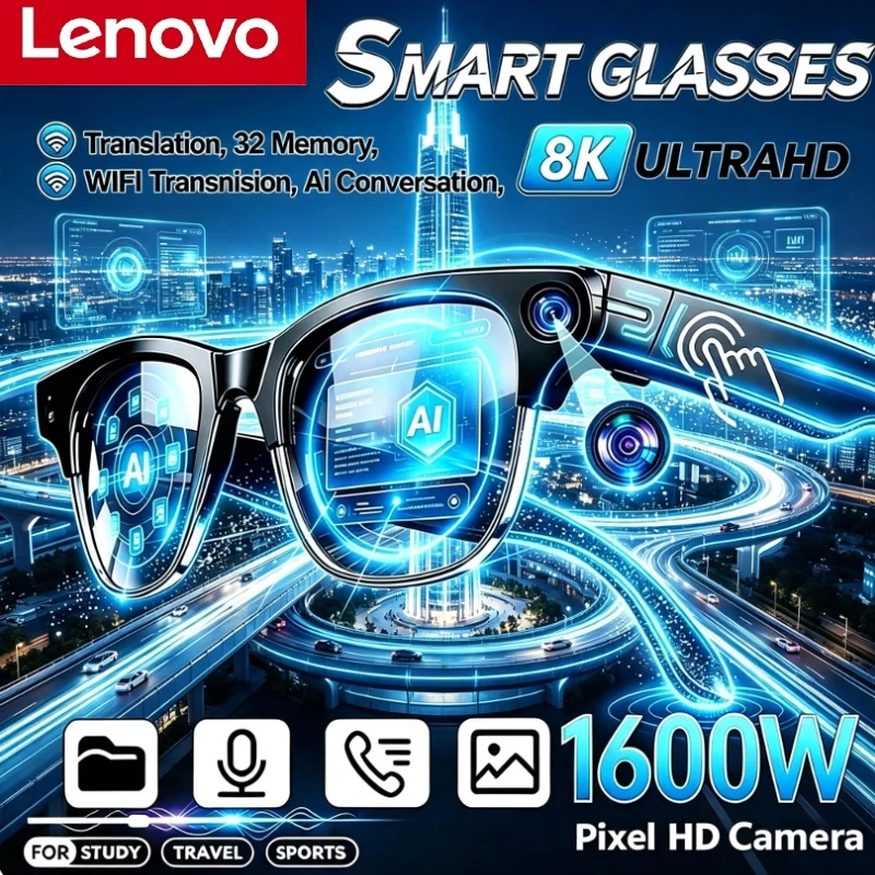 Smart Glasses Ar - Óculos Inteligentes Lenovo AI com Câmera