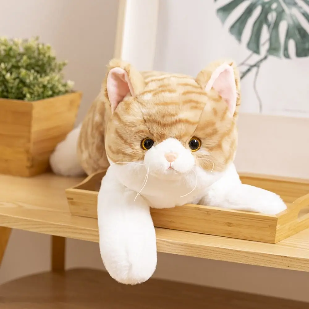 

50cm Realistic Cute Lying Cat Doll Plush Toy Soft Stuffed Animal simulation Pet Kitten Pillow Home Decor for Girls Kids Gift