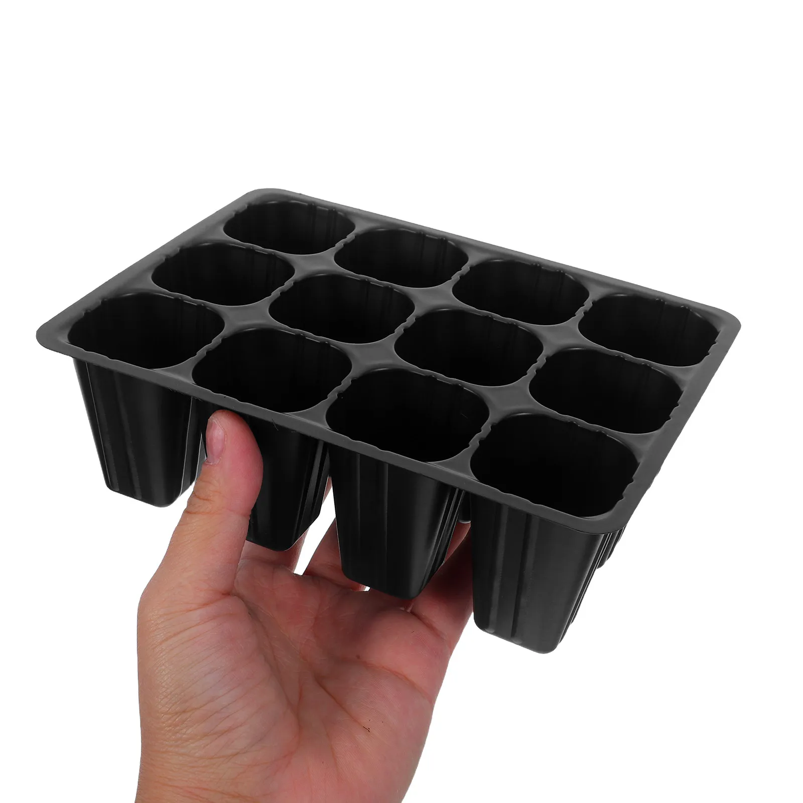 30Pcs Seedling Starter Tray Black Plastic Drainage Holes Reusable Flat Bottom Garden Care Seedlings Vegetable Flower Planting