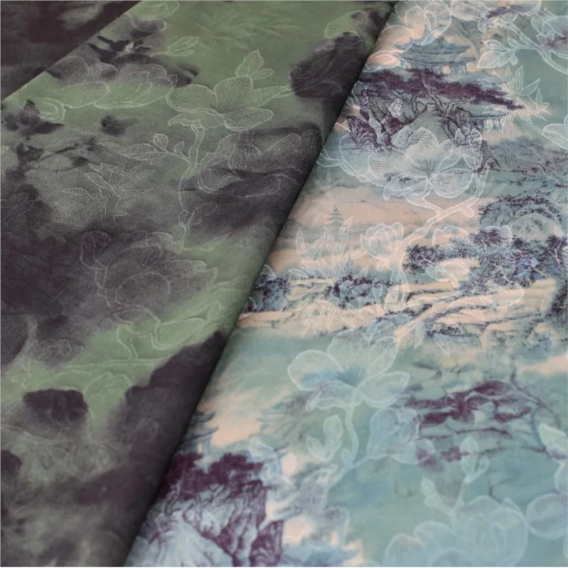 

Новая марлевая ткань с ароматом чернил в китайском стиле, простая и элегантная парча Cheongsam Hanfu с вышивкой, одежда