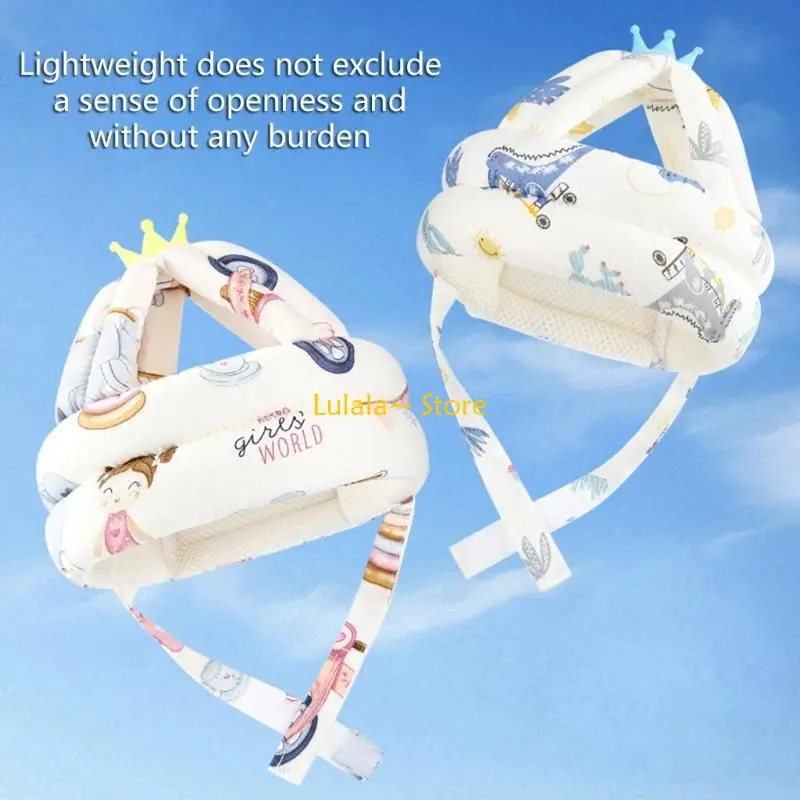 Y4QA Baby Head Protector Helmet Soft Cotton Adjustable with Breathable Mesh Comfortable Wear for Learning to Walk Crawl Stand
