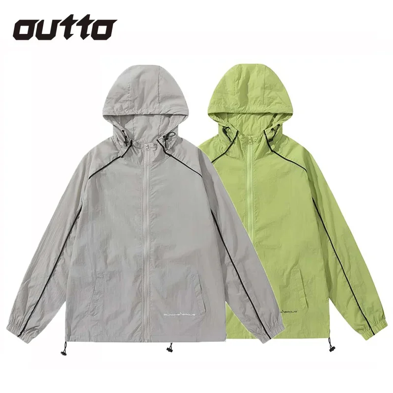 UV Proof Jacket Men Thin Loose Fitting Solid Color Hooded Sun Protection Jackets Outdoor Fishing Hiking Camping Cycling Coat