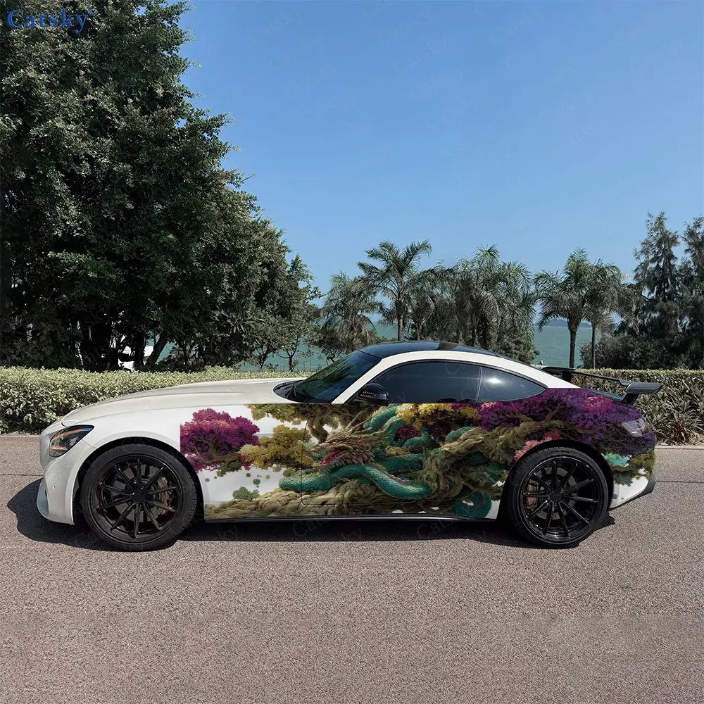 2pcs Dragon Sacred Tree And Star , Durable, Fade-resistant, Enhance Vehicle Aesthetics With Bold Artistic Design Car Vinyl Wraps