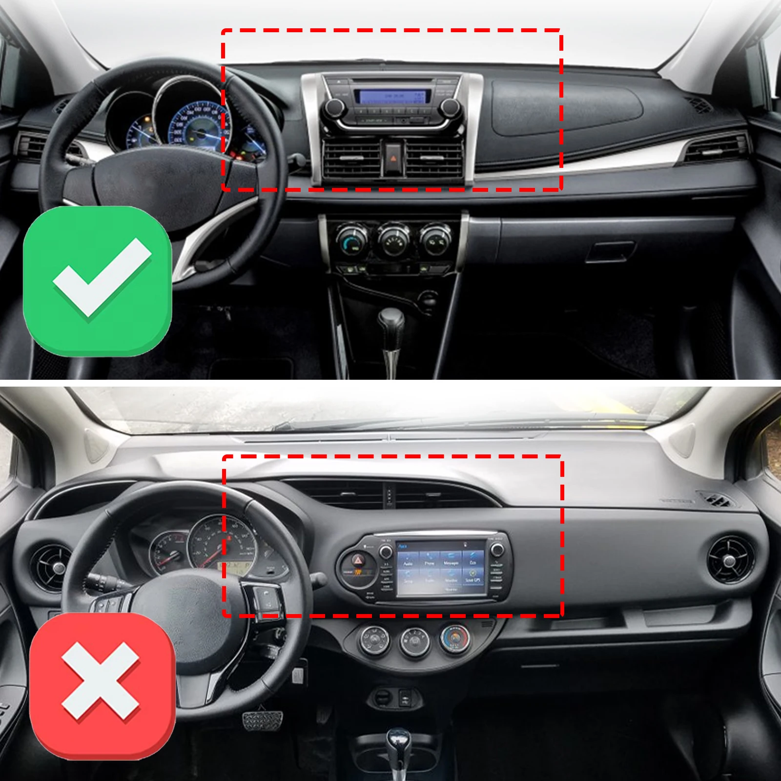for Toyota Vios XP150 2014-2019 Yaris Sedan Custom Fit Car Dashboard Cover Sunshade Dash Mat Anti‑Slip Dashmat Protector Pad
