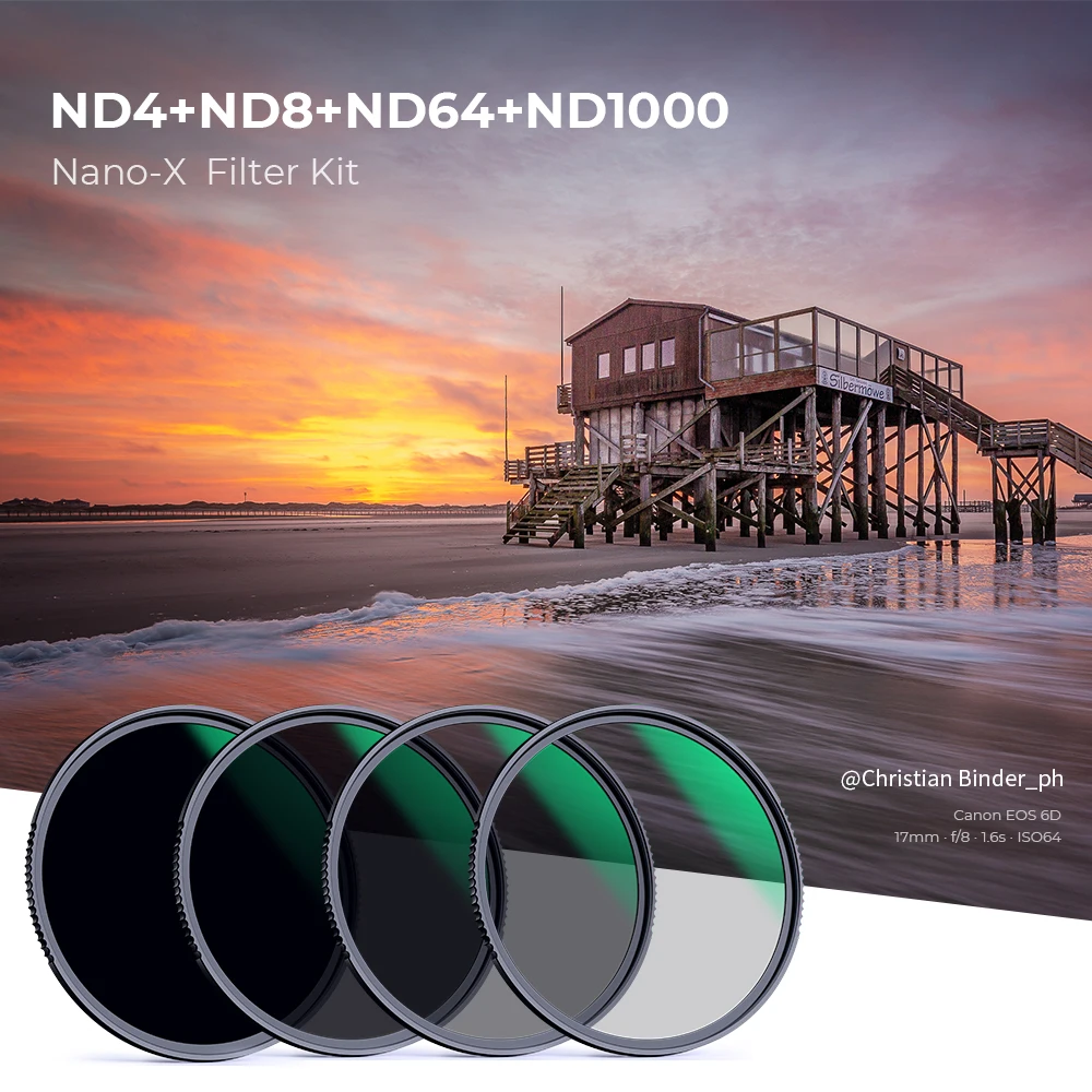 K&F Concept ND4 ND8 ND64 ND1000 Filter kits Camera Lens Neutral Density with Filter Pouch 49mm 52mm 58mm 67mm 72mm 77mm 82mm