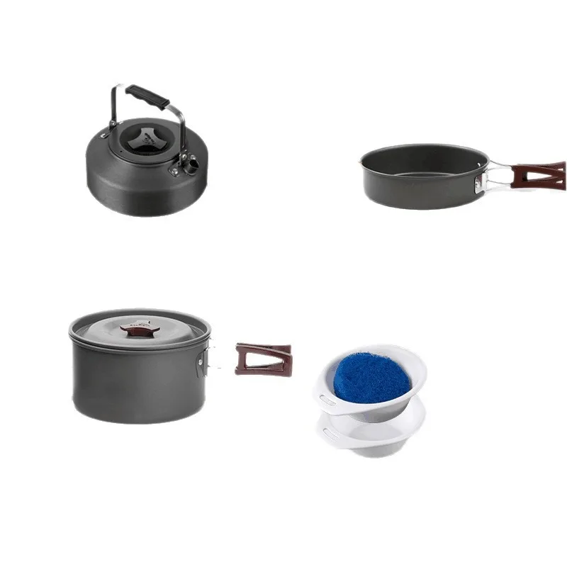 Economy Outdoor Pot Set Portable Picnic Camping Pot 2-3 People Cooking Utensils Travel Pot Set Outdoor