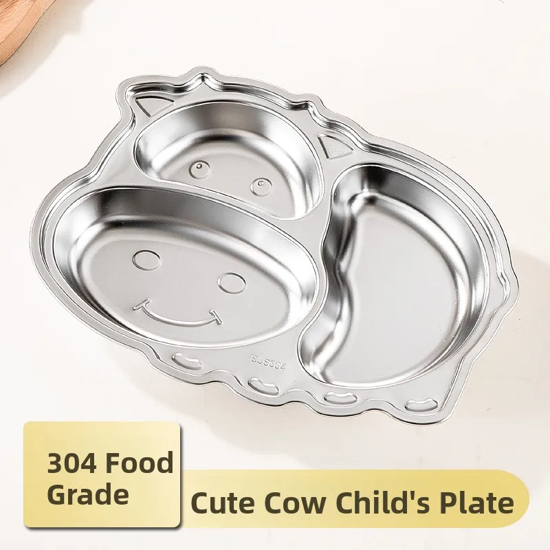 

Детская секционная тарелка для еды из пищевой нержавеющей стали 304, устойчивая к падениям, для домашнего использования, специальная тарелка-разделитель для детского питания