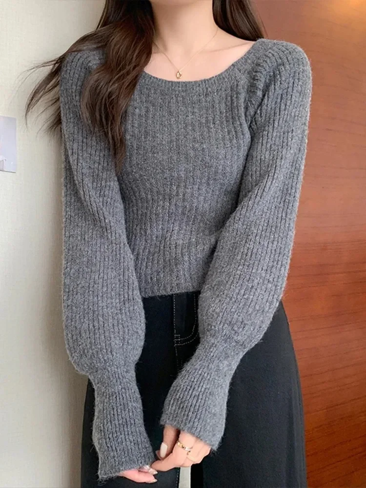 

Autumn Winter Loose Women Sweaters Casual Soft Long Puff Sleeve Pullovers Jumpers Knitwear Basic Sweater For Women Tops