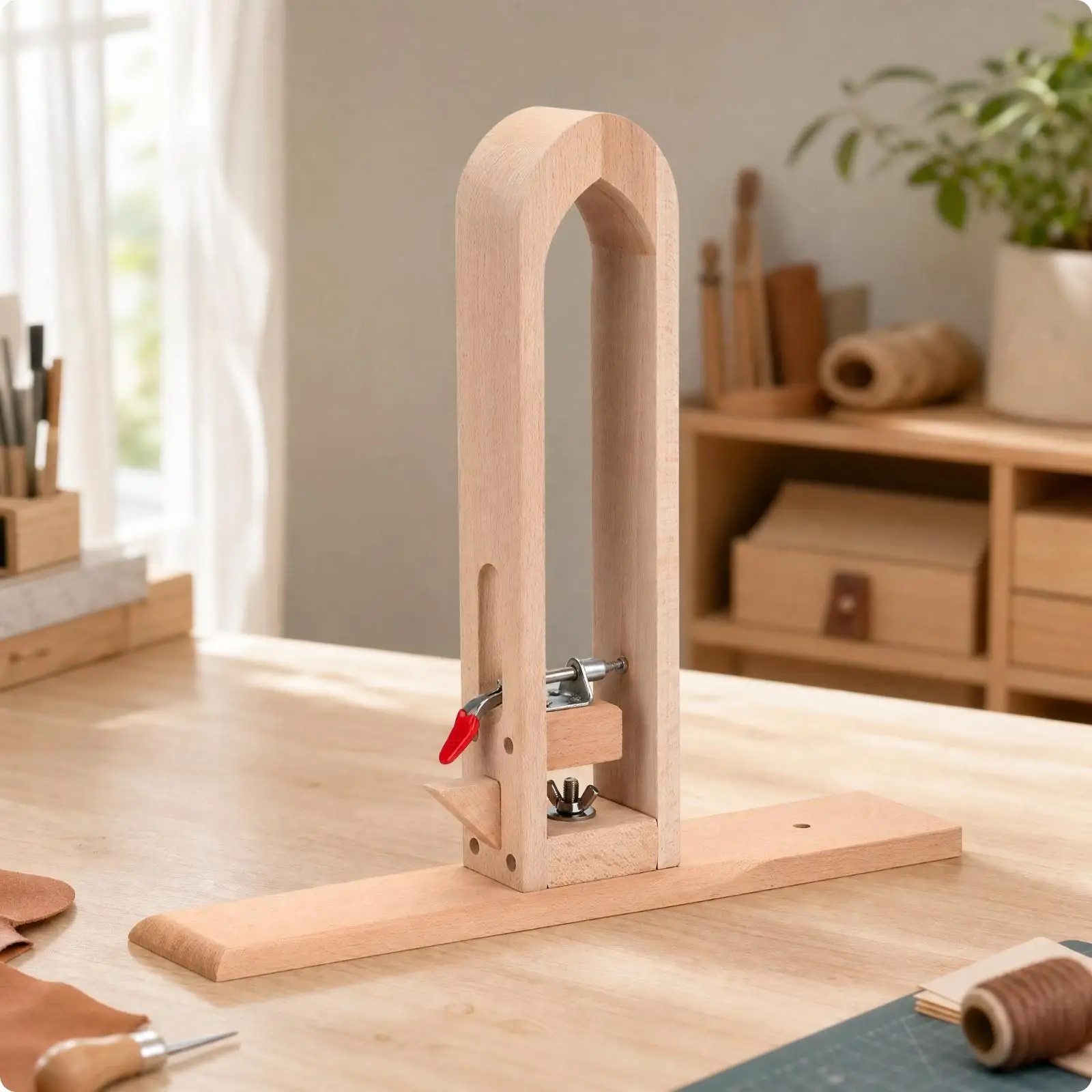 DIY Sewing Clamp Frame Wood Leather Stitching Clamp Hand Tool for Leathercraft Projects Workbench