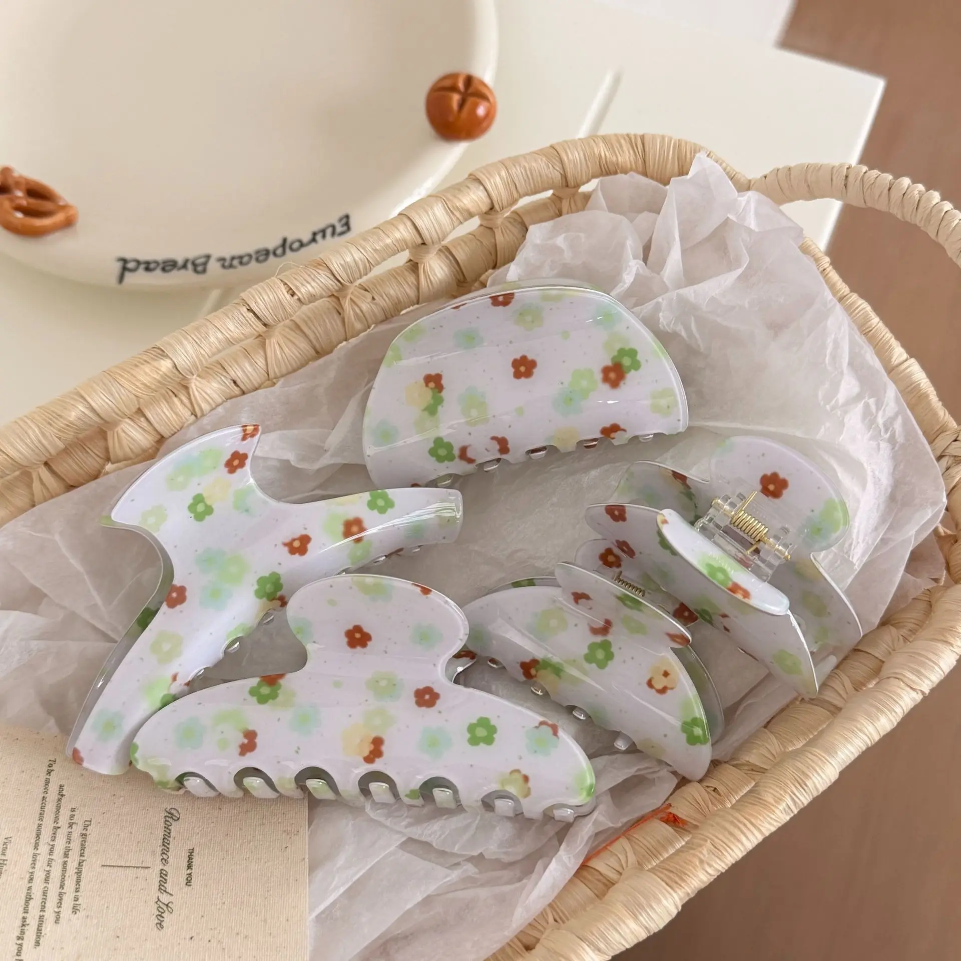 Hair Claw Clip Vintage Polka Dot Chunky Back Head Bun Hair Accessory Strong Hold Comfortable Premium Resin Quality