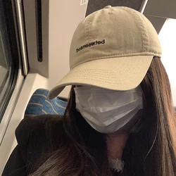 Baseball Cap Women's Spring and Summer Big Head Circumference Korean Style Letters Embroidered Sun-Poof Peaked Cap Men's