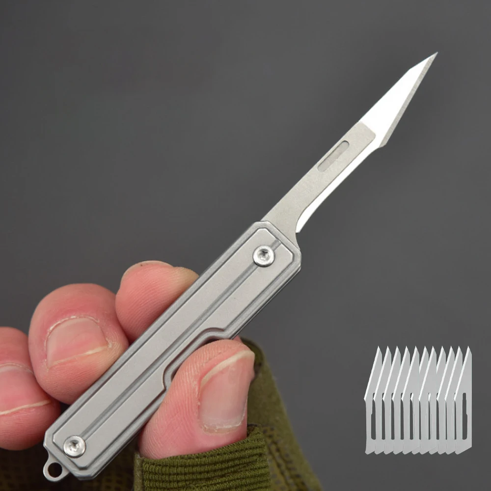 Mini Stainless Steel Surgical Knife Outdoor Camping Portable Open Box EDC Medical Knife with 10pcs Blades