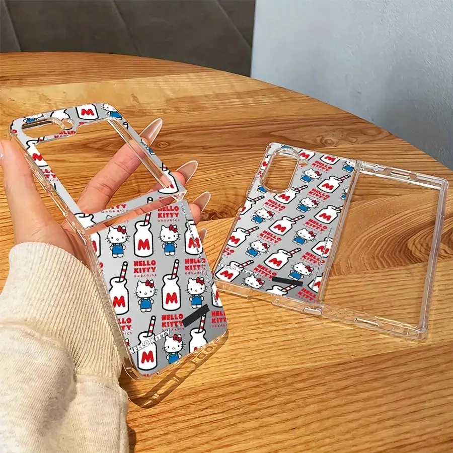 Cute Cartoon Kitty Transparent Soft Phone Cover Case for Samsung Galaxy Z Fold 8 Ultra Z Fold 7 6 5 4 3 ZFold8Ultra Z Flip 6 5 4