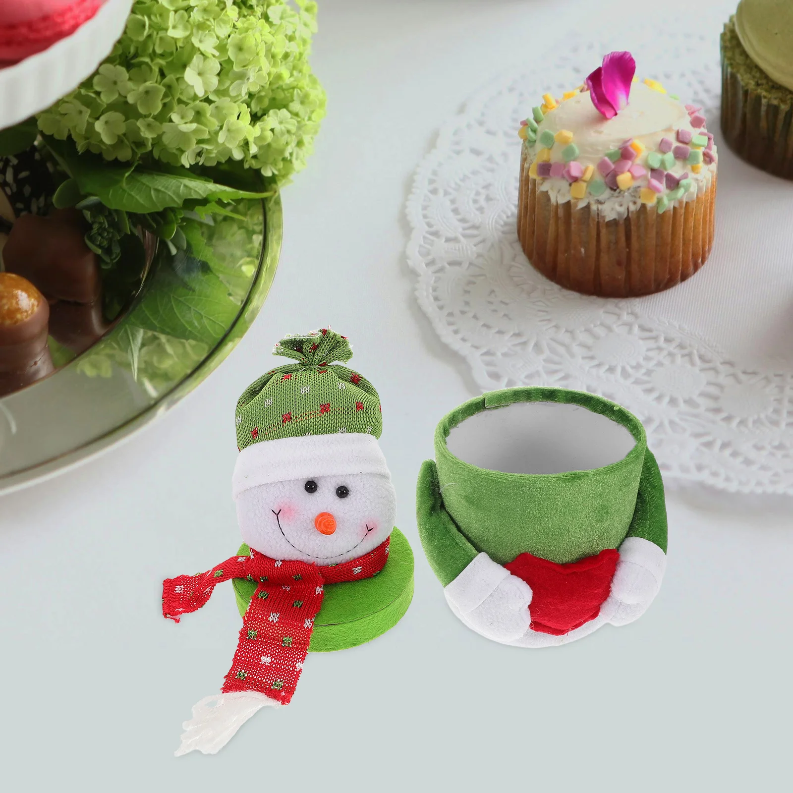 1pcs Christmas Candy Jar Velour Snowman Design Spacious Storage Container For Candies Trinkets Kids Holiday Party Decoration